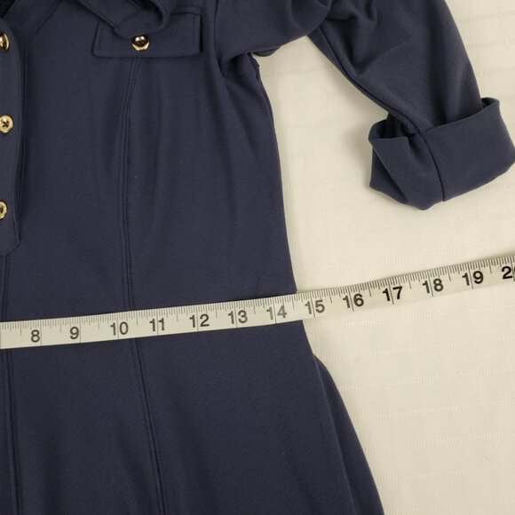 Charter Club Dress P/P Navy Blue Stretch Papillon Women Petite Belted Petite - Picture 11 of 16